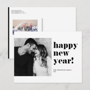 Cartes Pour Fêtes Annuelles Black Bold Typographie Gras Heureux Photo du Nouve