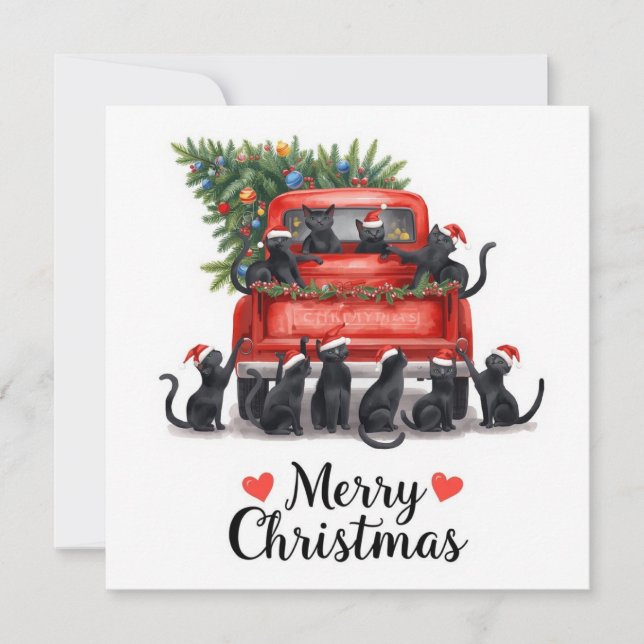Cartes Pour Fêtes Annuelles Black Cat Christmas for Cat Lovers (Devant)