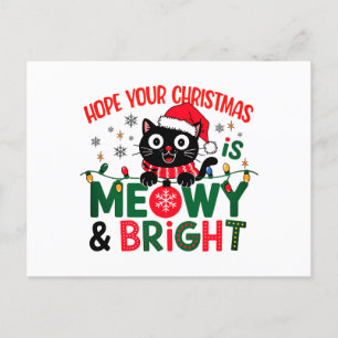 Cartes Pour Fêtes Annuelles Black Cat Père Noël Meowy & Bright Christmas