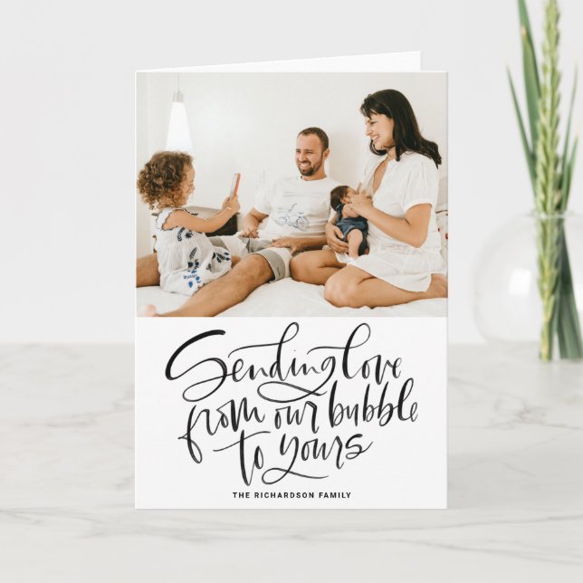 Cartes Pour Fêtes Annuelles Black Envoyer l'amour de notre bulle à votre photo (Devant)