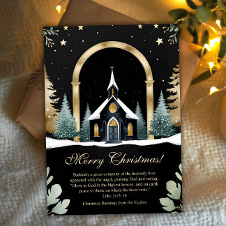 Cartes Pour Fêtes Annuelles Black Gold Church Bible Verse Christian Christmas