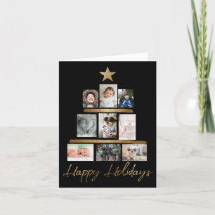 Cartes Pour Fêtes Annuelles Black Gold Holiday Family Christmas Tree