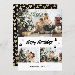 Cartes Pour Fêtes Annuelles Black Gold Paws Photo Happy Howlidays