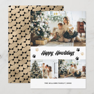 Cartes Pour Fêtes Annuelles Black Gold Paws Photo Happy Howlidays
