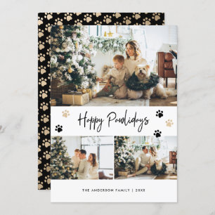 Cartes Pour Fêtes Annuelles Black Gold Photo Collage Happy Pawlidays Paw Pet P