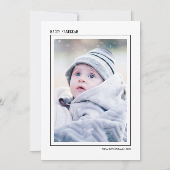 Cartes Pour Fêtes Annuelles Black & Gold Snowflake Happy Hanoukka Family Photo (Devant)