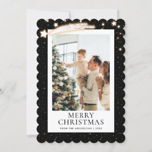 Cartes Pour Fêtes Annuelles Black Gold Starry Night Photo Joyeux Noël