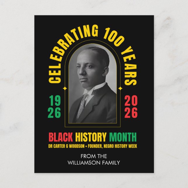 Cartes Pour Fêtes Annuelles BLACK HISTORY MONTH CENTENNIAL 100 Years BHM (Devant)