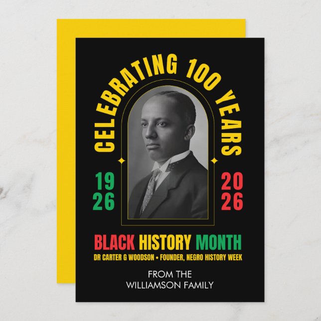 Cartes Pour Fêtes Annuelles BLACK HISTORY MONTH CENTENNIAL 100 Years BHM (Devant / Derrière)