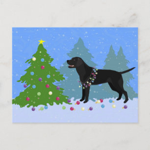 Cartes Pour Fêtes Annuelles Black Lab dans la forêt Décoration de l'arbre de N