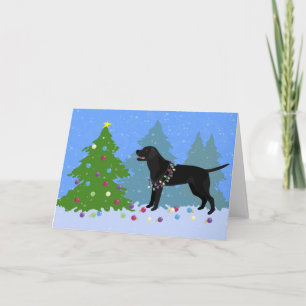 Cartes Pour Fêtes Annuelles Black Lab dans la forêt Décoration de l'arbre de N