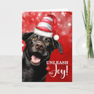 Cartes Pour Fêtes Annuelles Black Lab Dog Libérez la Joie Noël