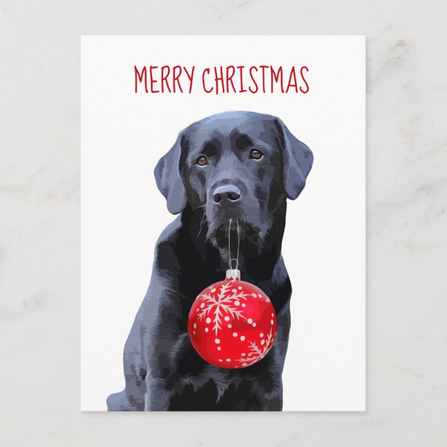 Cartes Pour Fêtes Annuelles Black Lab Joyeux Noël - adorable chien du Labrador (Devant)