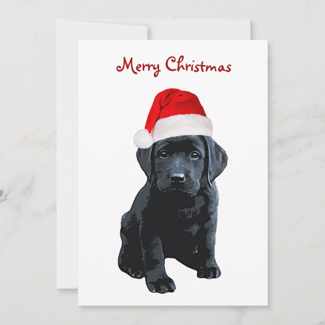 Cartes Pour Fêtes Annuelles Black Lab Joyeux Noël Labrador Chien Père Noël (Devant)
