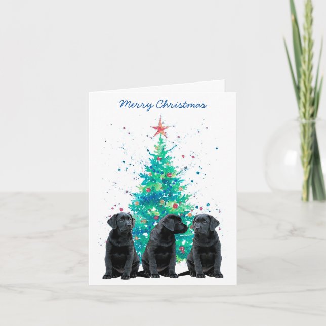 Cartes Pour Fêtes Annuelles Black Lab Joyeux Noël Labrador mignon Chien Chien  (Devant)