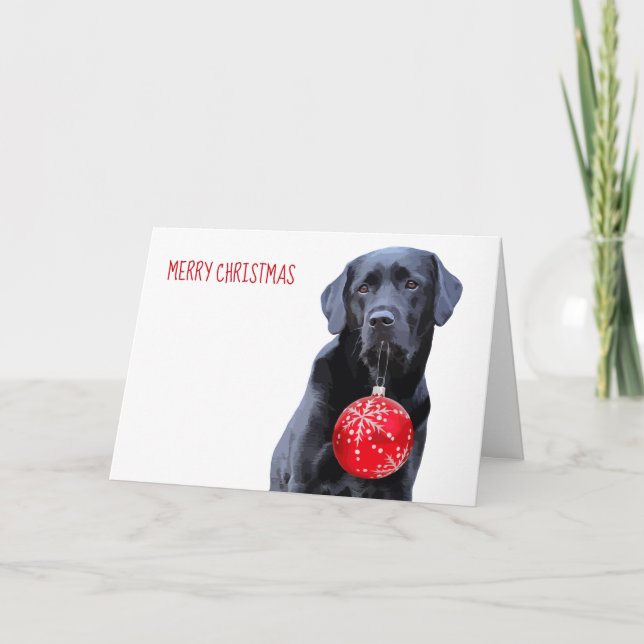 Cartes Pour Fêtes Annuelles Black Lab Joyeux Noël - Labrador Puppy Cube Dog (Devant)