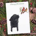 Cartes Pour Fêtes Annuelles Black Lab Joyeux Noël mignonne Chien Oiseau Labrad<br><div class="desc">Envoyez des voeux de Noël avec cette adorable carte de Noël des Cardinaux et du Labrador Noir. Côté arrière : Joyeux Noël ~ Bonne année. Personnalisez avec votre nom de famille, vos noms, ou supprimez si vous voulez écrire à la main. Cette carte de noël du labrador noir sera un...</div>