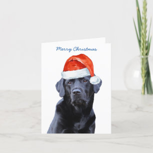 Cartes Pour Fêtes Annuelles Black Lab Merry Christmas Labrador Cute Père Noël