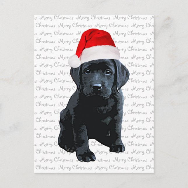 Cartes Pour Fêtes Annuelles Black Lab Père Noël Chien Joyeux Noël - Chien du L (Devant)