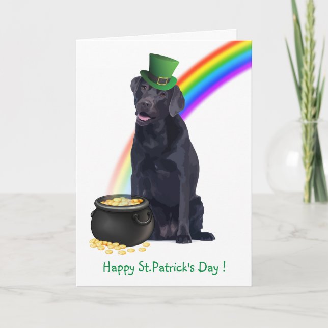 Cartes Pour Fêtes Annuelles Black Lab Pot Of Gold St.Patrick's Day (Devant)