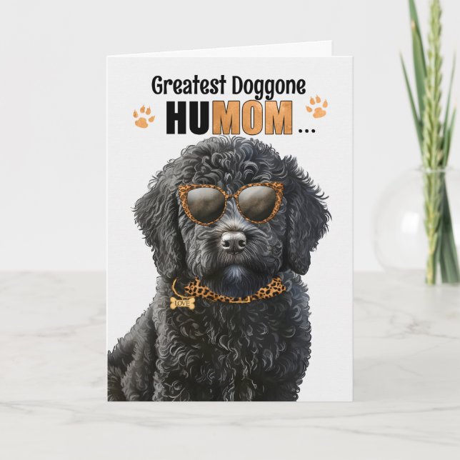 Cartes Pour Fêtes Annuelles Black Labradoodle Dog Best HuMOM Jour des Mères (Devant)