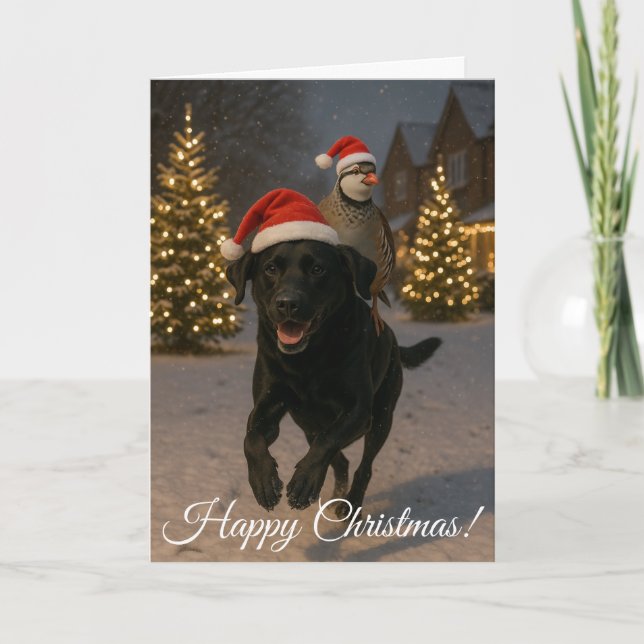 Cartes Pour Fêtes Annuelles Black Labrador and Partridge Christmas card (Devant)