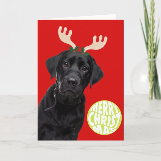 Cartes Pour Fêtes Annuelles Black Labrador chien animal de compagnie de Noël b (Devant)