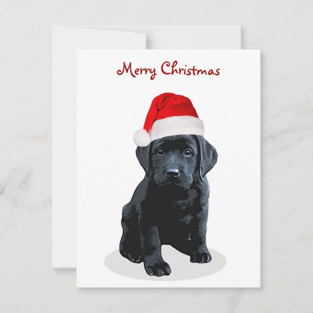Cartes Pour Fêtes Annuelles Black Labrador Chien de Noël Joyeux Chien de Père  (Devant)