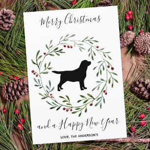 Cartes Pour Fêtes Annuelles Black Labrador Elegant Chien Joyeux Noël
