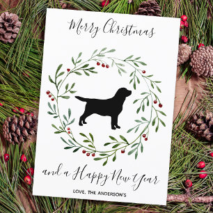 Cartes Pour Fêtes Annuelles Black Labrador Elegant Chien Joyeux Noël