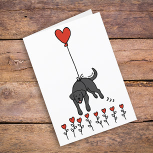 Cartes Pour Fêtes Annuelles Black Labrador Heart Balloon Merci