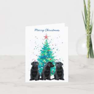 Cartes Pour Fêtes Annuelles Black Labrador Joyeux Noël mignon Chien Chien Chie