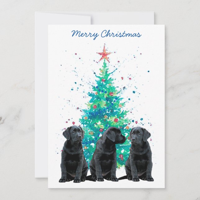 Cartes Pour Fêtes Annuelles Black Labrador Retriever Christmas mignon Chien Ch (Devant)