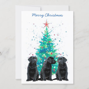 Cartes Pour Fêtes Annuelles Black Labrador Retriever Christmas mignon Chien Ch