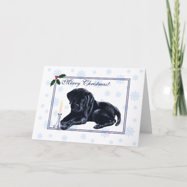 Cartes Pour Fêtes Annuelles Black Labrador Retriever Christmas Snowflo (Devant)
