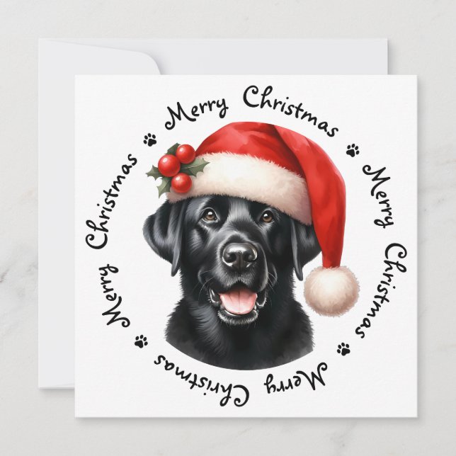 Cartes Pour Fêtes Annuelles Black Labrador Retriever mignonne Joyeux Noël (Devant)