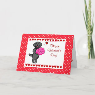Cartes Pour Fêtes Annuelles Black Labrador & Rose Valentine