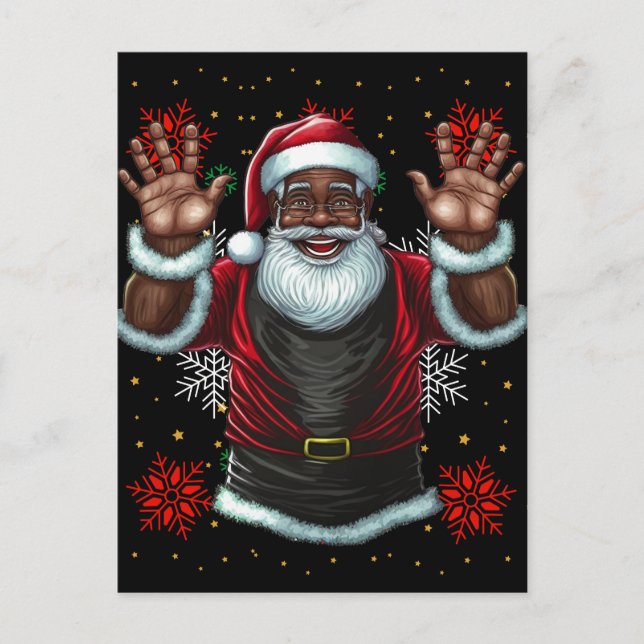 Cartes Pour Fêtes Annuelles Black Man Melanin Noël Noël Noël Noël Claus vilain (Devant)