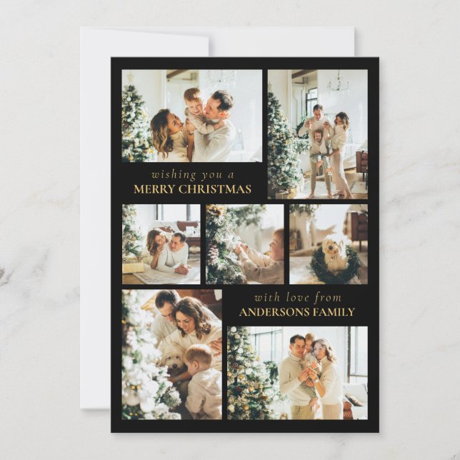 Cartes Pour Fêtes Annuelles Black Modern Typographie Photo Collage Noël (Devant)
