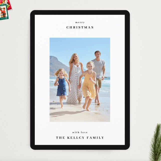 Cartes Pour Fêtes Annuelles Black moderne cadre simple photo Noël (Créateur téléchargé)