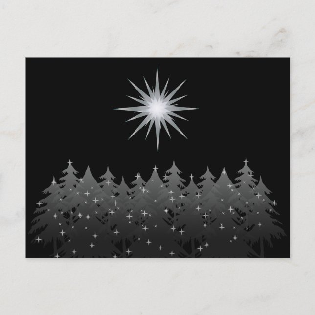 Cartes Pour Fêtes Annuelles Black Night Sky White Star Trees Moderne Noël (Devant)