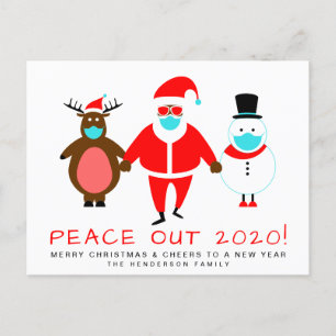 Cartes Pour Fêtes Annuelles Black Père Noël Snowman Reindeer Mask Peace Out 20