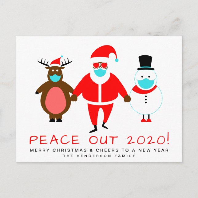 Cartes Pour Fêtes Annuelles Black Père Noël Snowman Reindeer Mask Peace Out 20 (Devant)