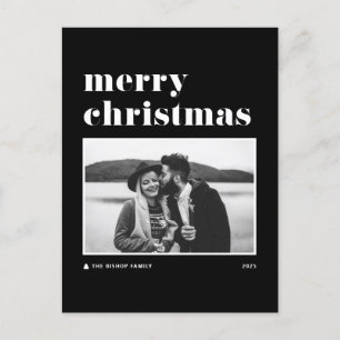 Cartes Pour Fêtes Annuelles Black Retro Bold Typographie Photo Joyeux Noël