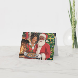 Cartes Pour Fêtes Annuelles Black Santa & Mrs. Claus Christmas Card 