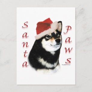Cartes Pour Fêtes Annuelles Black Shiba Inu Santa Paws
