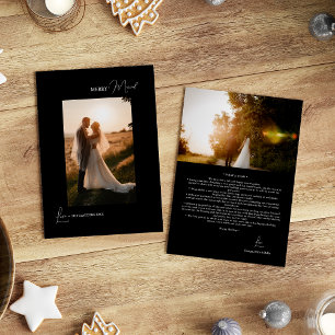 Cartes Pour Fêtes Annuelles Black Simple moderne Merry Marié Portrait Holiday