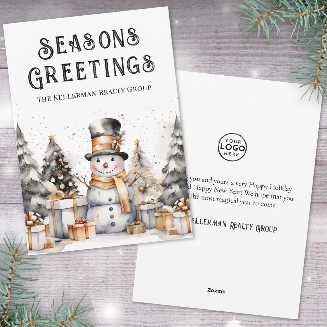 Cartes Pour Fêtes Annuelles Black White Business Christmas (Black White Winter Business Christmas Holiday Card)