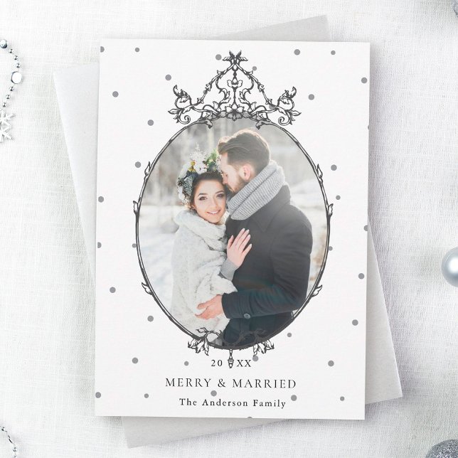 Cartes Pour Fêtes Annuelles Black & White Classic Christmas 2 Photo    (Créateur téléchargé)