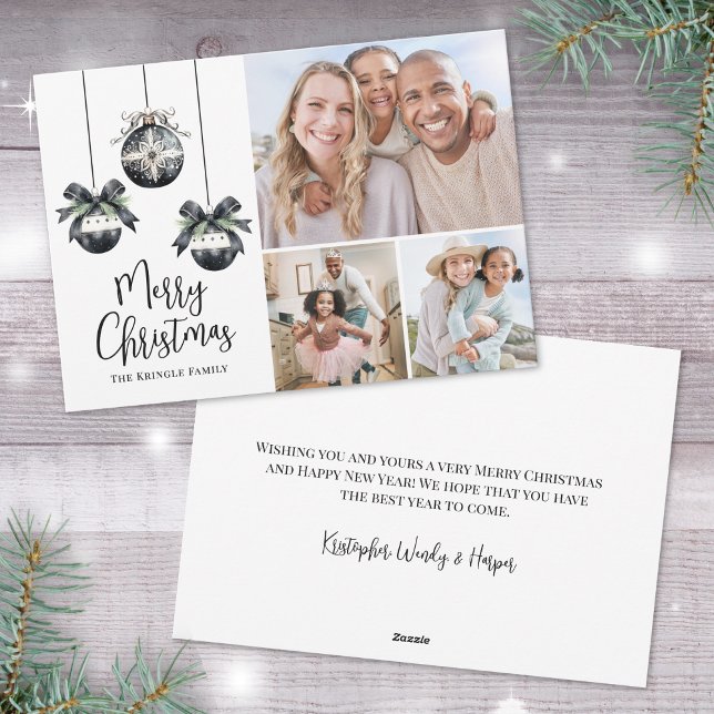 Cartes Pour Fêtes Annuelles Black White Elegant Simple Photo de Noël (Black White Elegant Simple Christmas Photo Holiday Card)